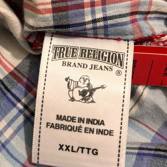 True Religion Plaid Western Cotton Button Down Shirt Men’s XXL - Picture 3 of 5